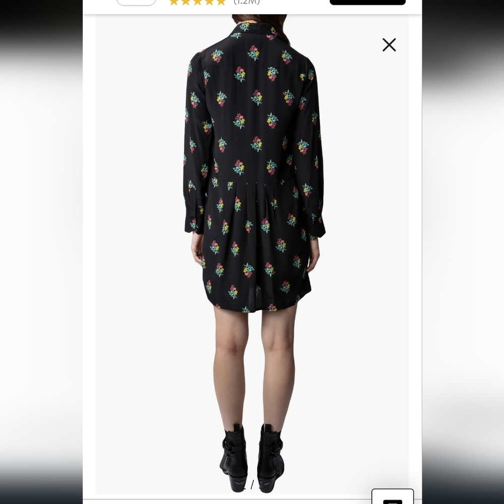 Zadig & Voltaire Rougi Floral Long Sleeve Silk Shirtdress - Picture 3 of 10
